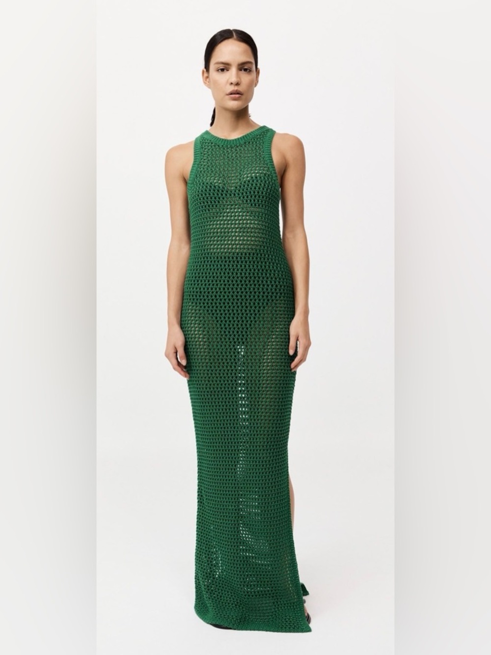 St Agni Green Crochet Knit Maxi Dress